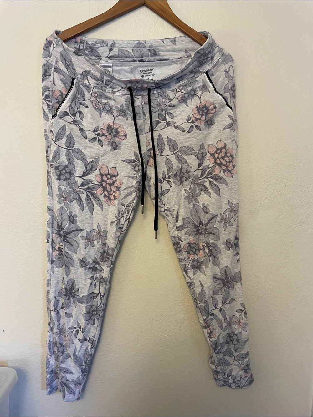 Calvin Klein Performance Stretcg Gray Jogger Pants with Pink Floral Print